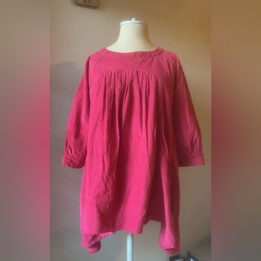 Free People Women's XS Pink Corduroy Puff Sleeve Tunic Top - Picture 8 of 16